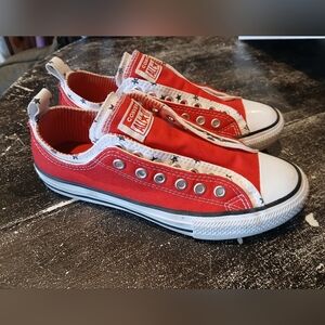 Converse Red and White Low-Top Slip On Sneakers Size 4.5 Mens